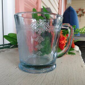 Vintage Sapphire Blue Glass Mug Unmarked Philbe D Handle Kitchen Collectible